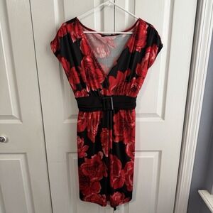 JFW Just For Wraps Black Red Roses Y2K Dress Vintage Romantic Cottage Wedding